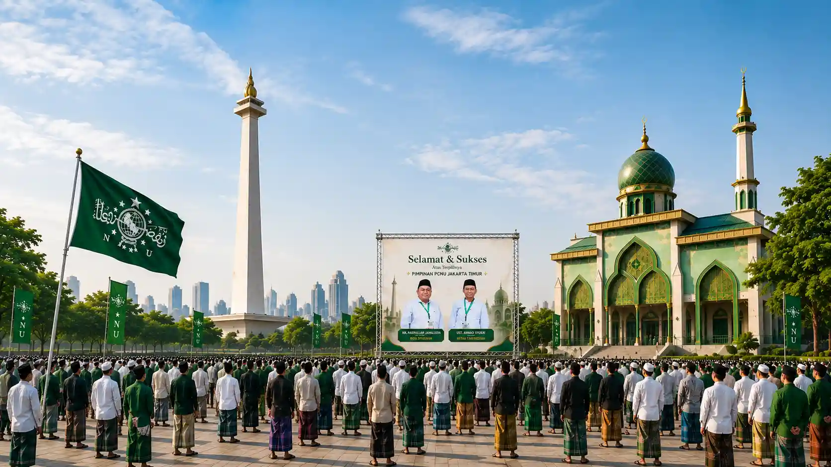 Kebersamaan pengurus dan warga Nahdlatul Ulama Pengurus Wilayah Provinsi Sumatera Selatan
